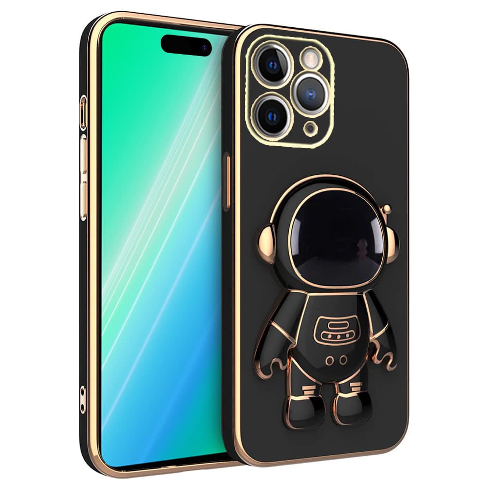 Husa Apple iPhone 15 Pro Max, Astronaut Case, protectie camera, functie stand expunere, neagra — varianta 2