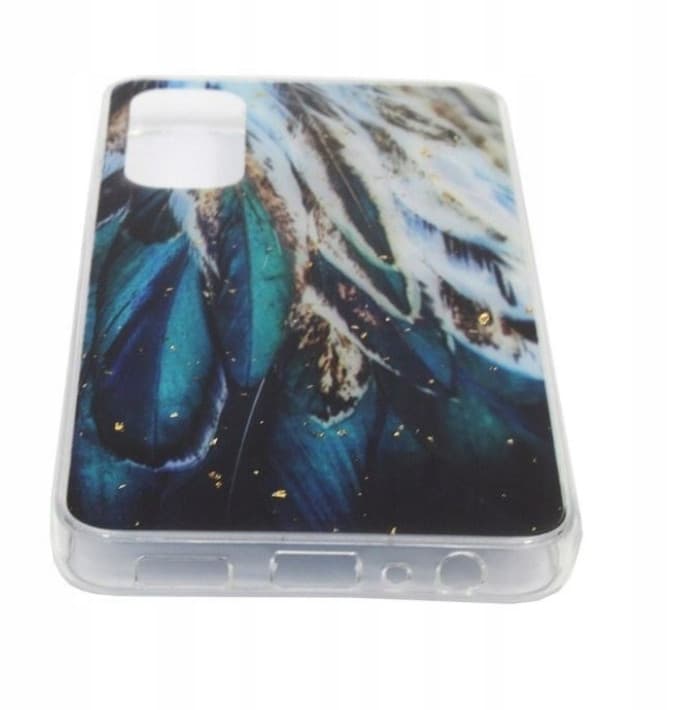Husa protectie Samsung Galaxy A35, Gold Glam Feathers — varianta 3