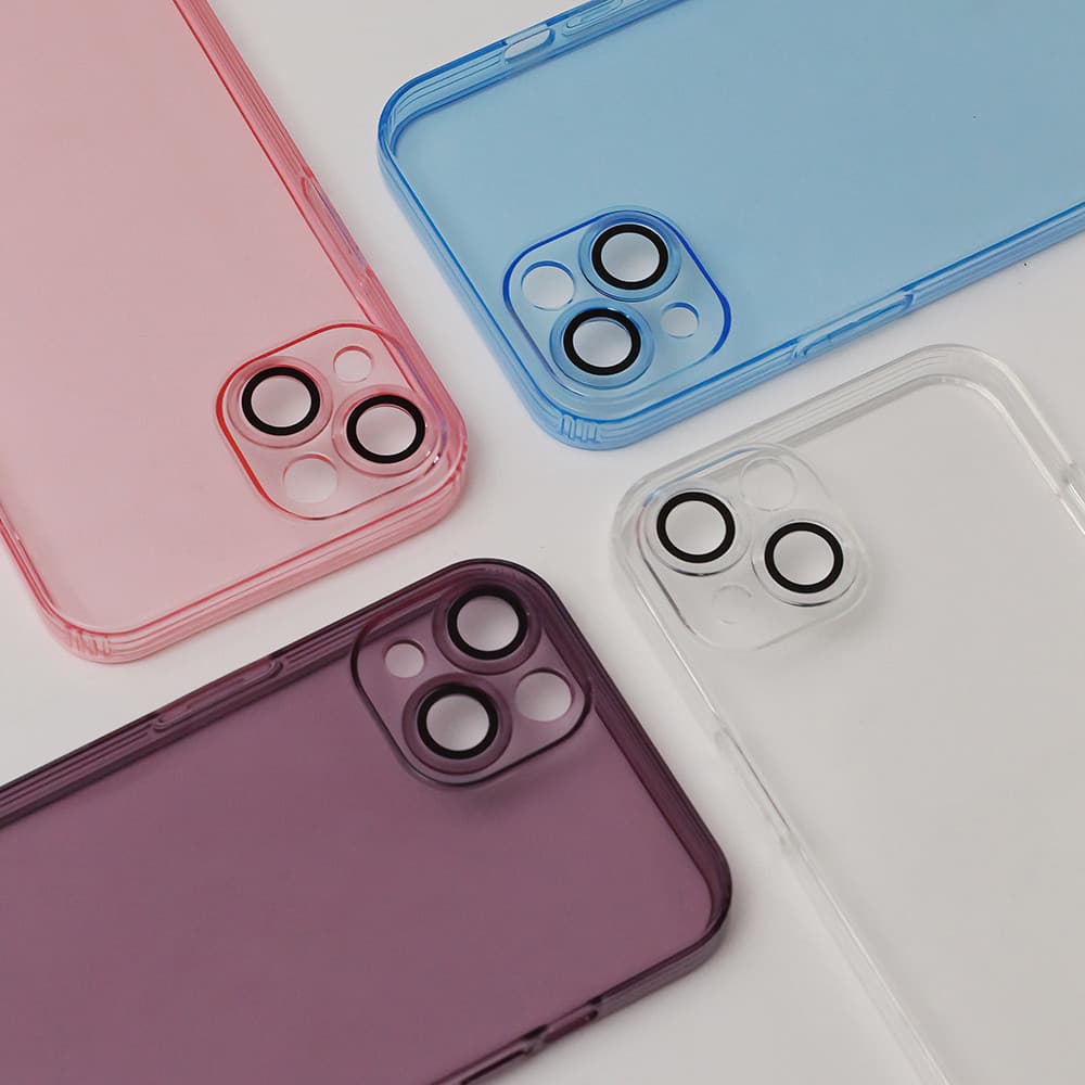 Husa Samsung Galaxy A15, Slim Color, TPU albastru transparent, protectie camere — 3