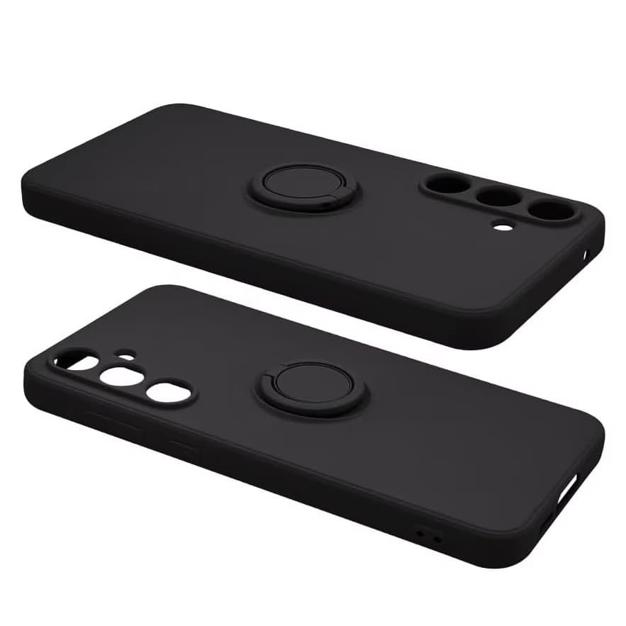 Husa Samsung Galaxy A05, Ring Silicone, inel rotativ, catifea in interior, neagra — varianta 2