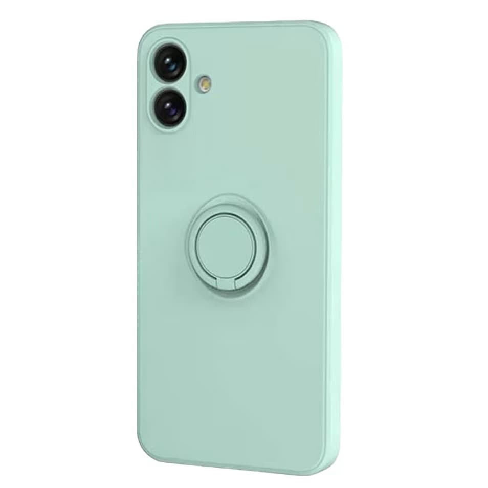 Husa Samsung Galaxy A05, Ring Silicone, inel rotativ, catifea in interior, verde pal