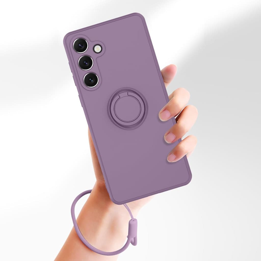 Husa Samsung Galaxy A25, Ring Silicone, inel rotativ, catifea in interior, mov — 3