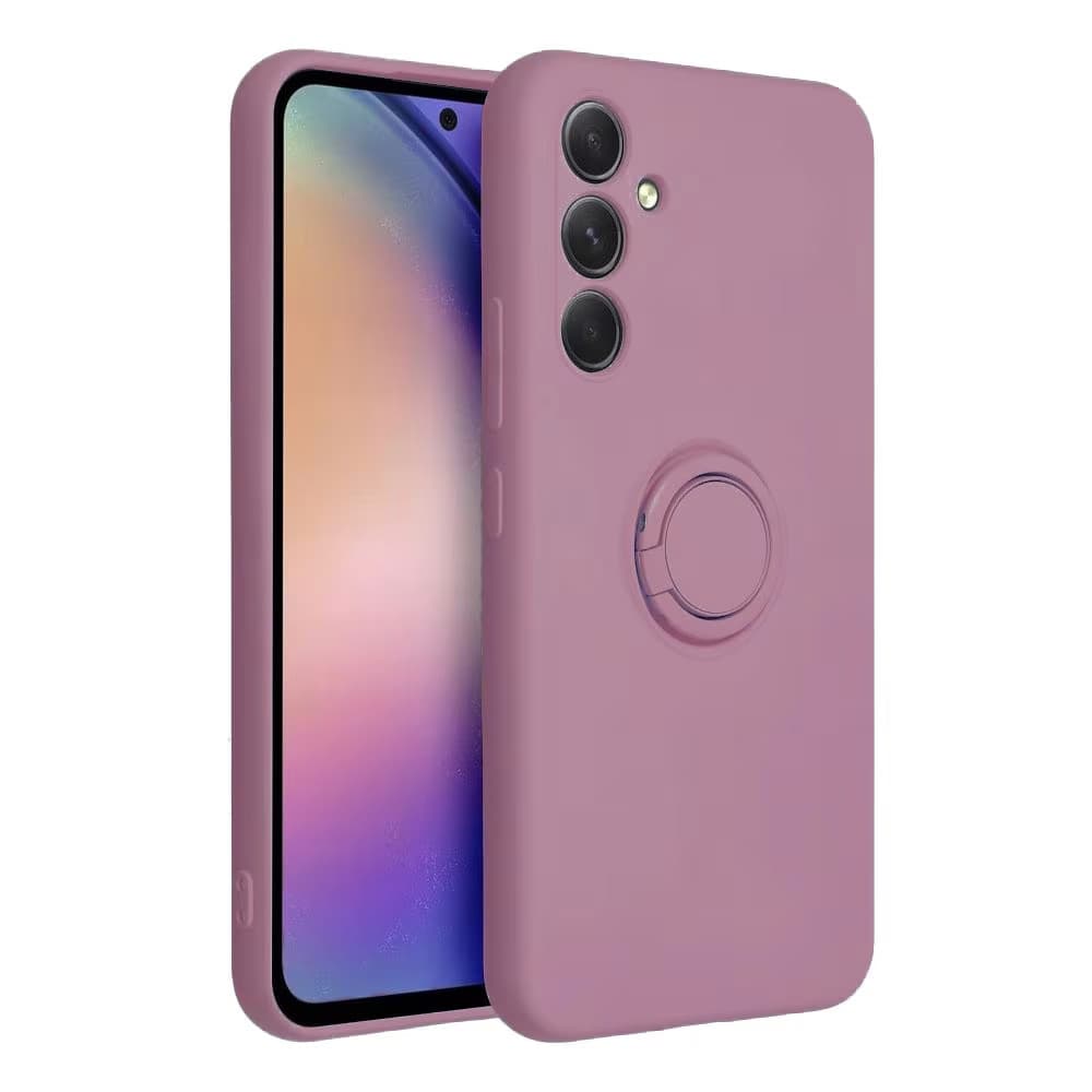 Husa Samsung Galaxy A35, Ring Silicone, inel rotativ, catifea in interior, mov — principală