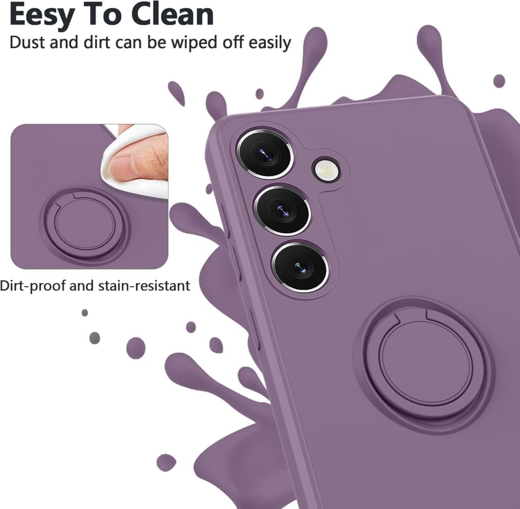 Husa Samsung Galaxy A35, Ring Silicone, inel rotativ, catifea in interior, mov — varianta 2