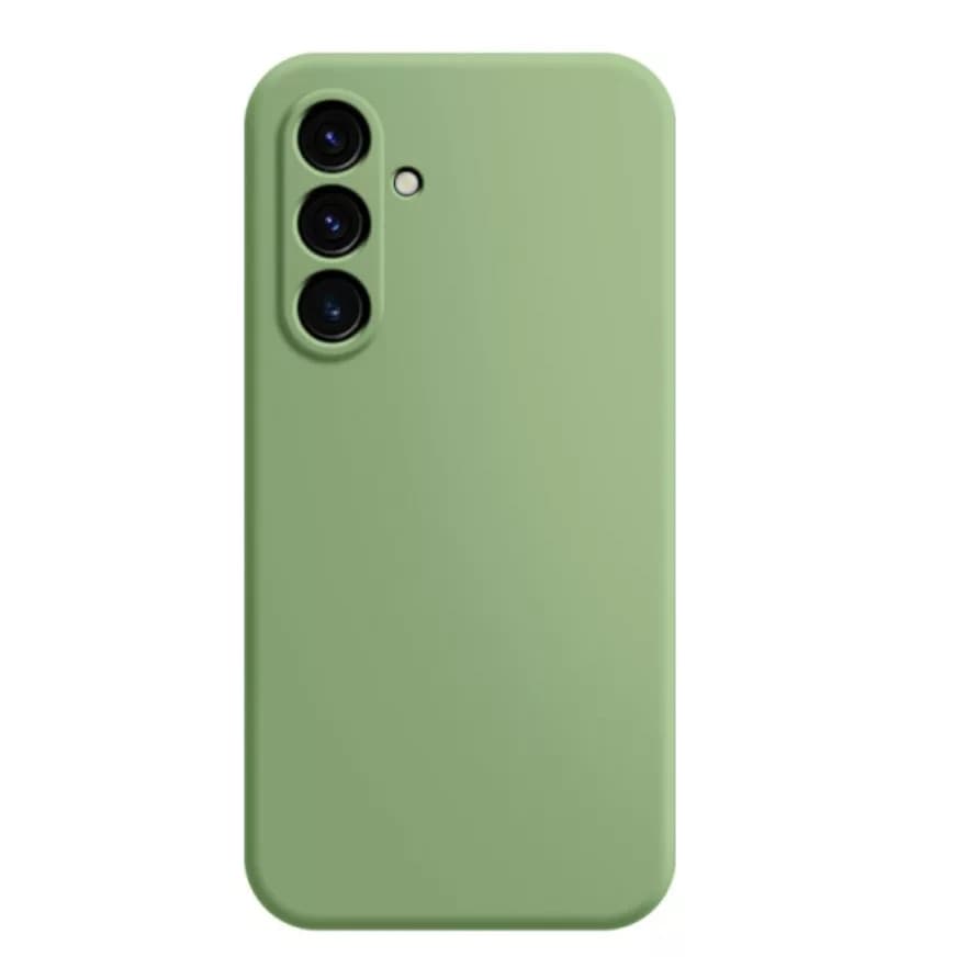 Husa Samsung Galaxy A15, Luxury Silicone, protectie camera, catifea in interior, verde olive — principală