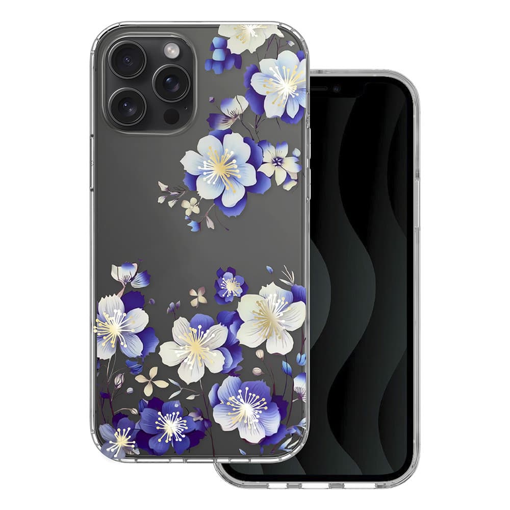 Husa Apple iPhone 12 / iPhone 12 Pro, IMD Print Case, TPU flexibil, transparent, Floral — principală
