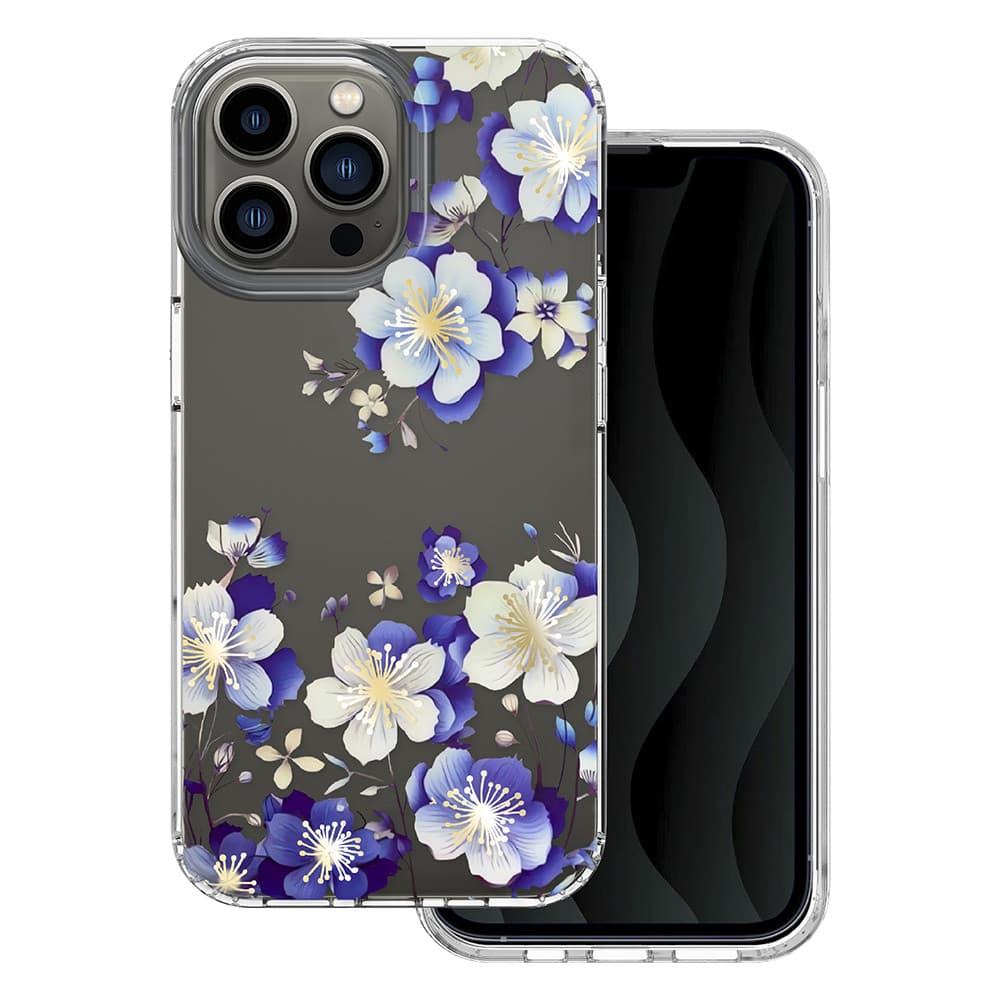 Husa Apple iPhone 14 Pro, IMD Print Case, TPU flexibil, transparent, Floral — principală