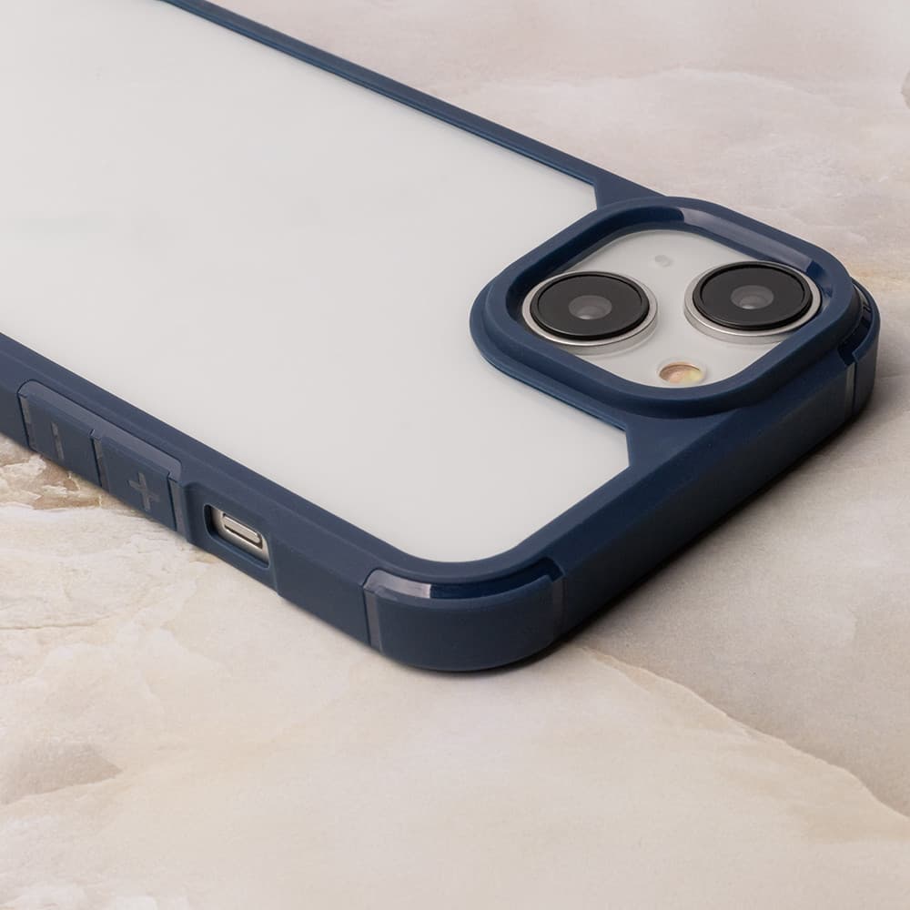 Husa protectie Apple iPhone 14 Pro Max, Color Shock TPU, margini antisoc, spate transparent, albastru — varianta 2