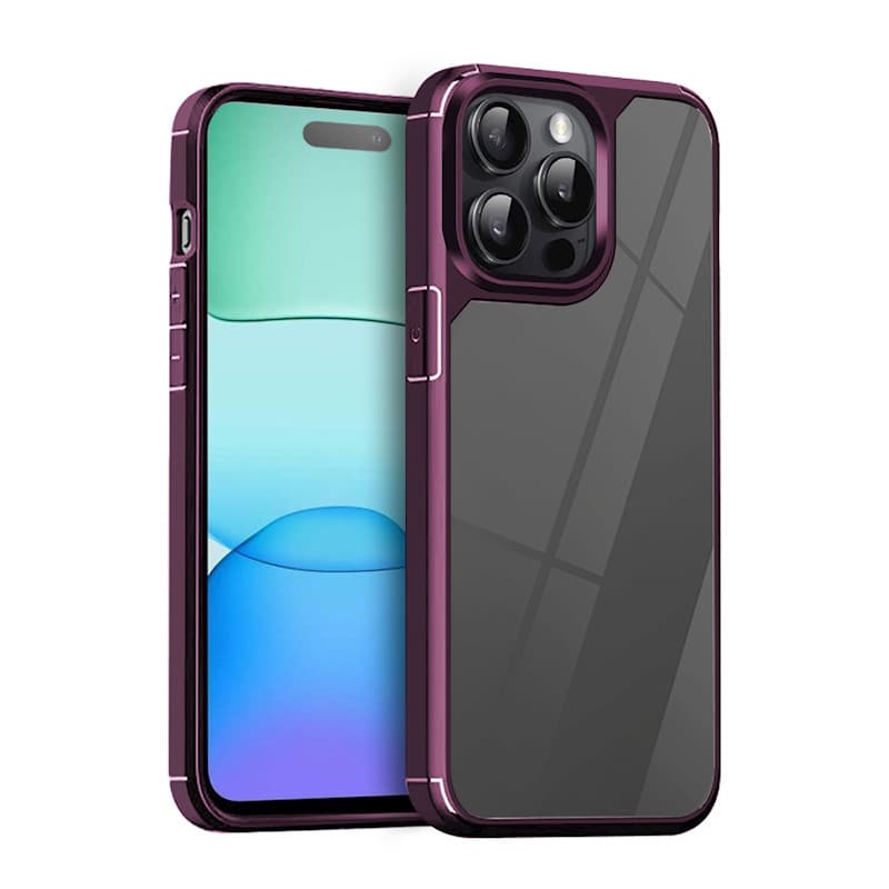 Husa protectie Apple iPhone 14 Pro, Color Shock TPU, margini antisoc, spate transparent, burgundy — principală