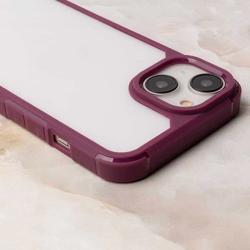 Husa protectie Apple iPhone 14 Pro, Color Shock TPU, margini antisoc, spate transparent, burgundy — varianta 2