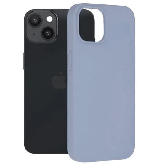 Husa Apple iPhone 14 Pro, Luxury Silicone, catifea in interior, albastru nisipos — principală