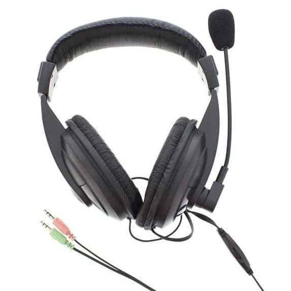 Casti stereo cu microfon Well, lungime cablu 1.8 metri, conexiune jack 3.5 mm, diametru difuzor 40 mm, impedanta 32 Ohm, negre — principală