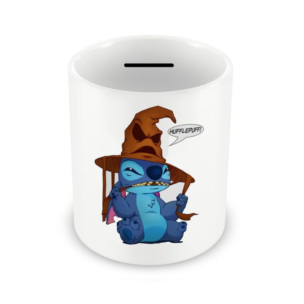 Pusculita ceramica personalizata, design Stitch Phantom, 350 ml, alba — principală