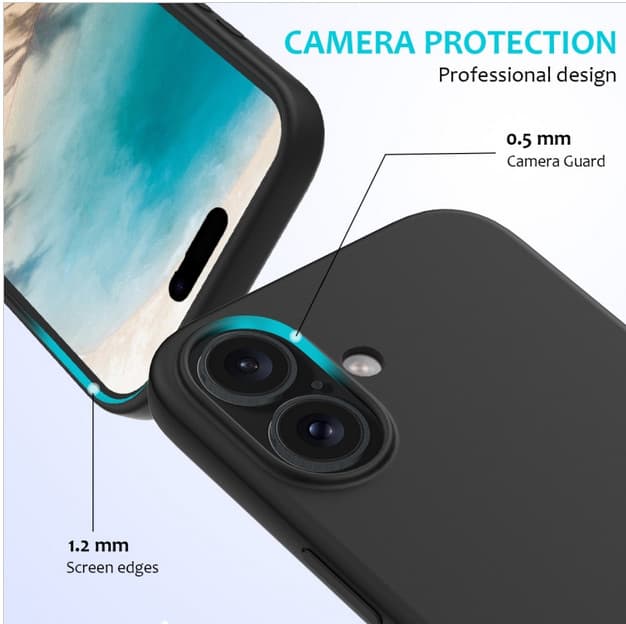 Husa Apple iPhone 16, Luxury Silicone, catifea in interior, neagra — varianta 3