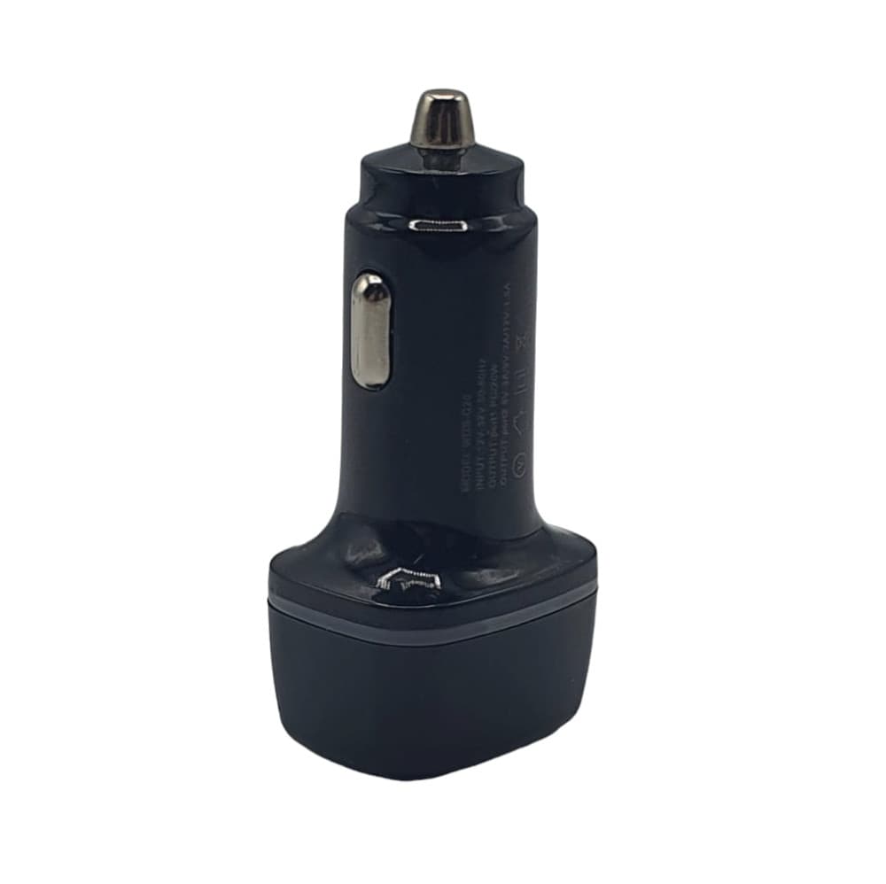 Incarcator auto cu 1 port PD/Type C si 1 port USB, maxim 3A, lumina LED albastra, negru — varianta 3