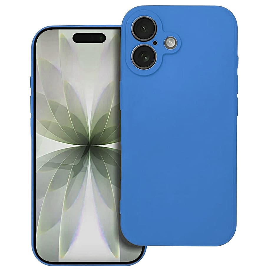Husa Apple iPhone 17, Luxury Silicone, protectie camera, catifea in interior, albastru deschis