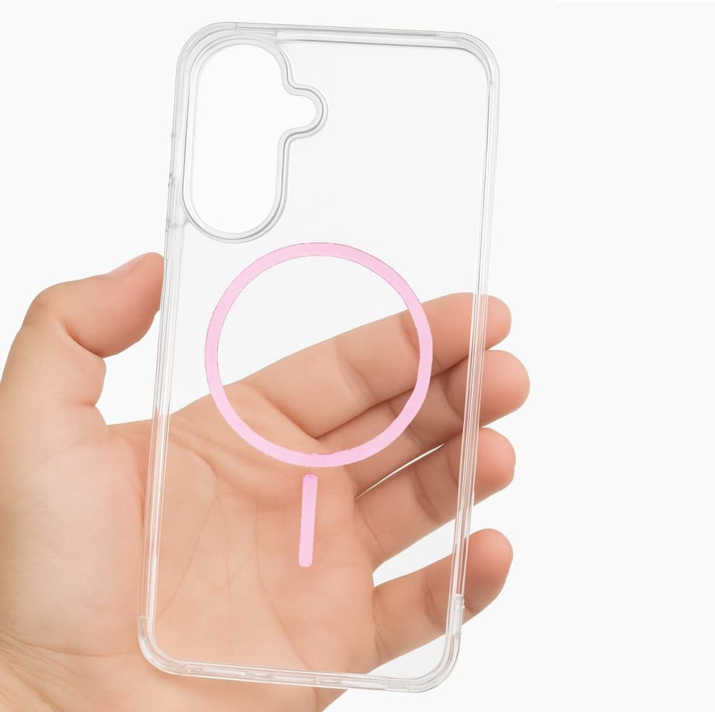 Husa protectie Samsung Galaxy A15, Colorful MagSafe, TPU, clear pink — principală