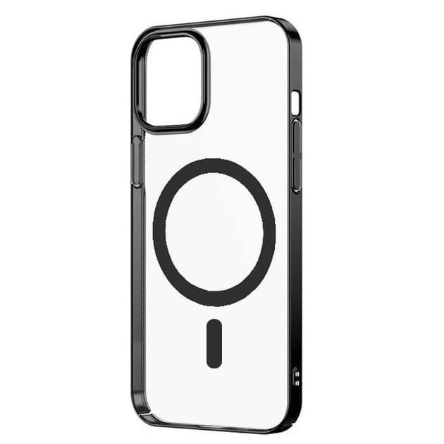 Husa Apple iPhone 12, Electroplated Magsafe TPU, transparenta cu marginii negre — principală