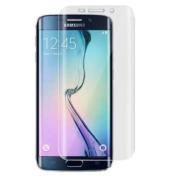 Folie protectie PET (plastic) pentru Samsung Galaxy S6 Edge, acoperire inclusiv margini curbate — principală
