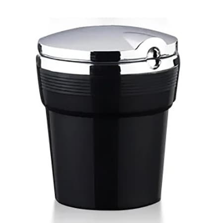 Scrumiera auto cu aspect metalic, tip pahar, lumina LED, neagra — principală