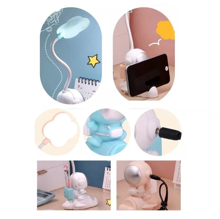 Lampa LED cu functie suport telefon, astronaut alb/turcoaz — 3