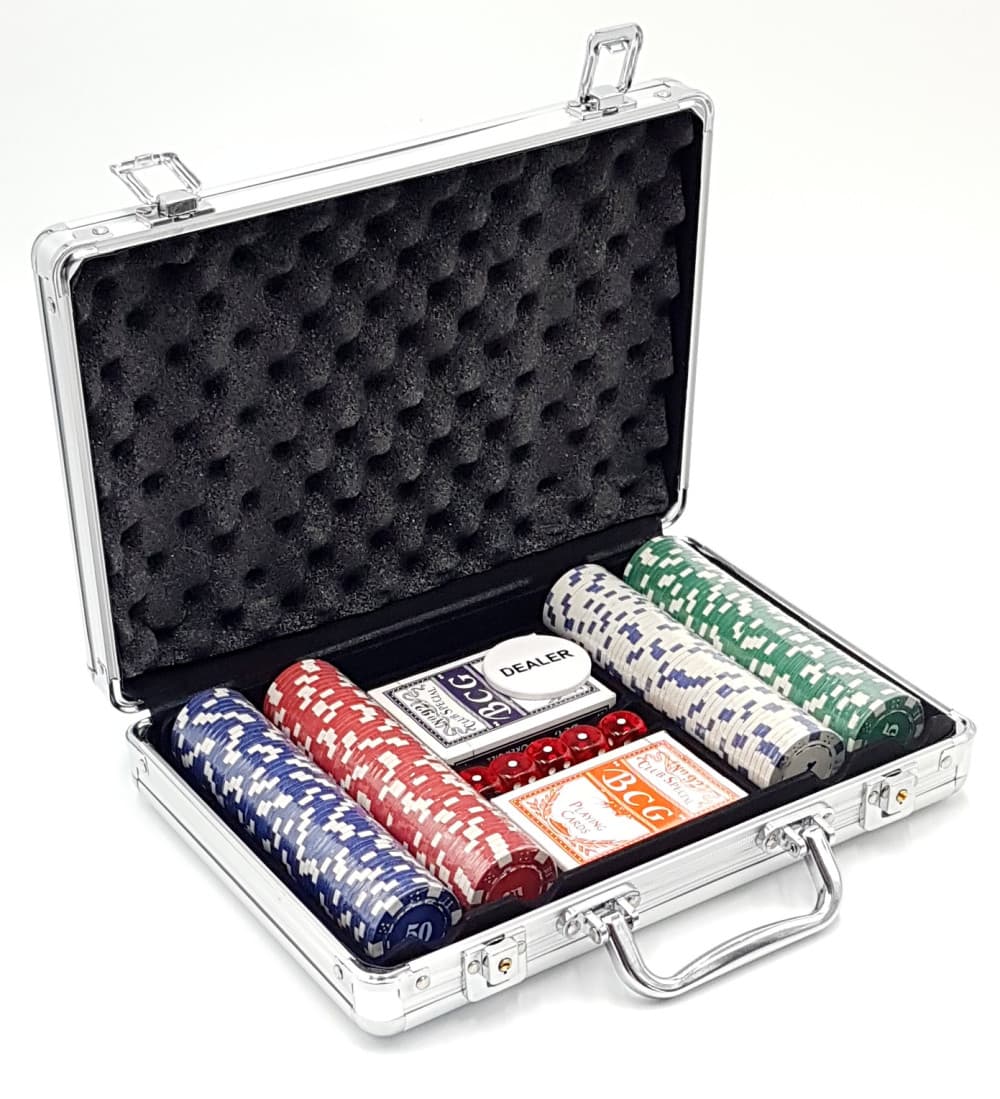 Set Poker Profesional 200 jetoane Poker Chips în servietă din aluminiu — principală