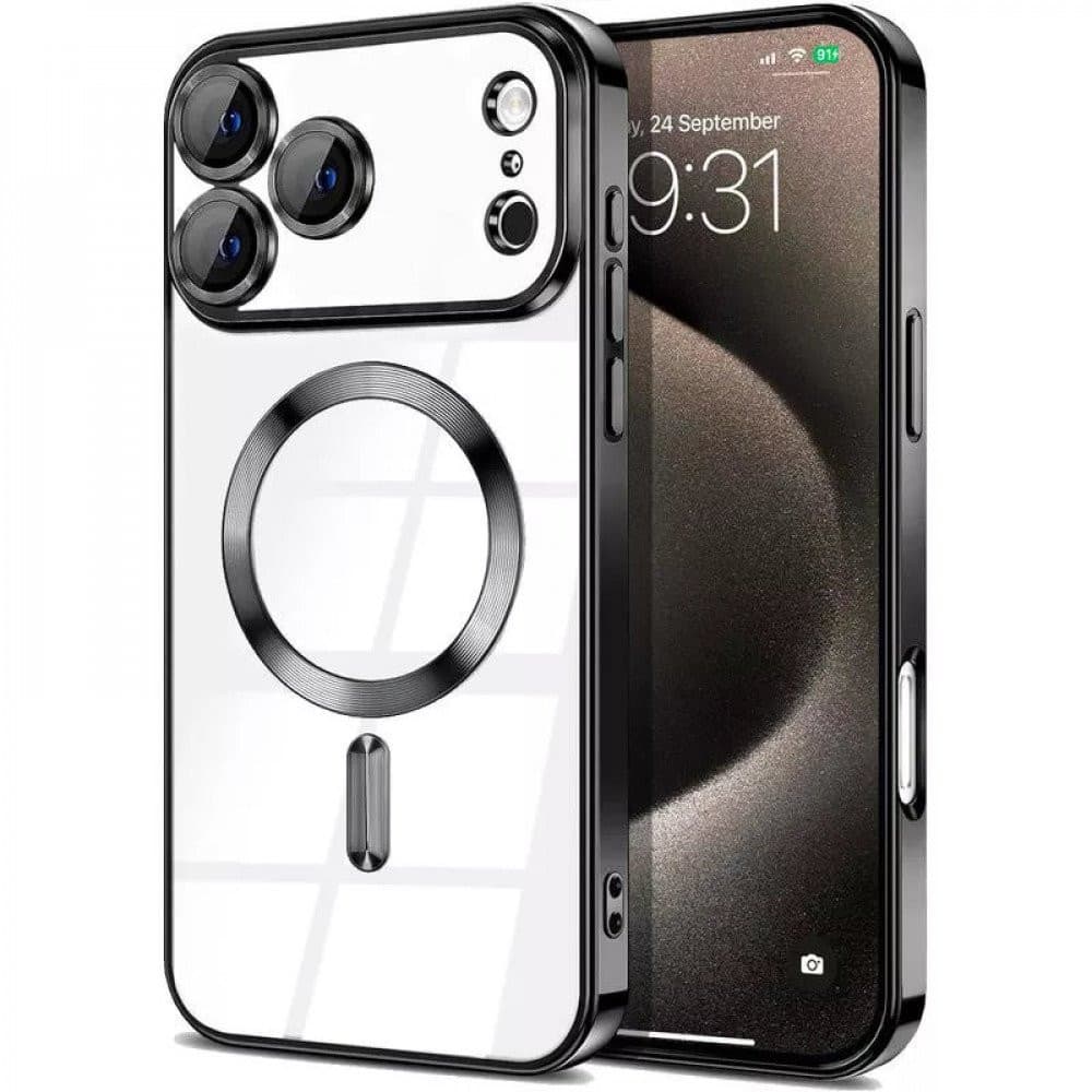 Husa Apple iPhone 17 Pro, Magsafe Electroplating TPU, protectie camera, margini negre — principală