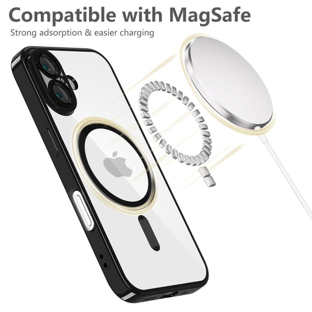Husa Apple iPhone 17 Pro, Magsafe Electroplating TPU, protectie camera, margini negre — varianta 4