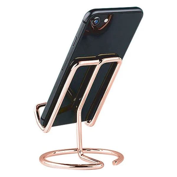 Suport birou pentru telefon mobil, metalic, rose gold — varianta 2