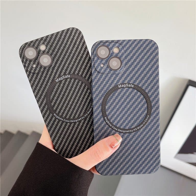 Husa Apple iPhone 13, iPefet Carbon, textura kevlar, Magsafe, negru/rosu — varianta 3