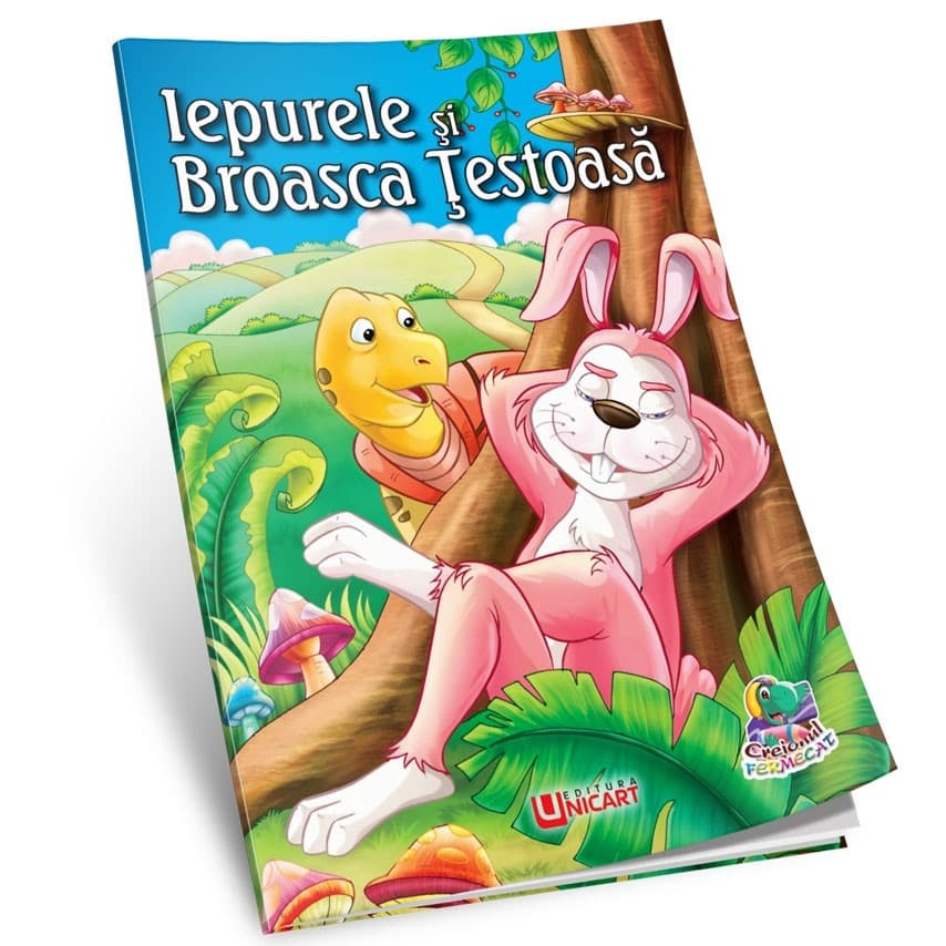 Carte de citit si colorat, editura Unicart, Iepurele si broasca testoasa — principală