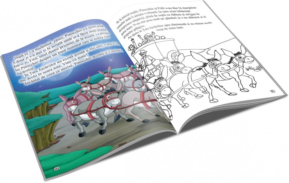 Carte de citit si colorat A5, editura Unicart, Pinocchio — varianta 2