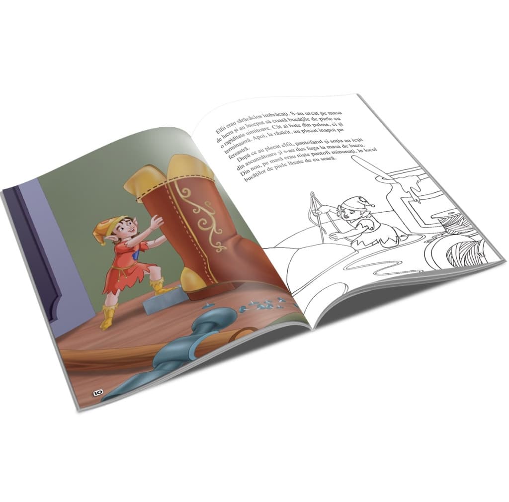 Carte de citit si colorat A5, editura Unicart, Elfii si Cizmarul — varianta 2