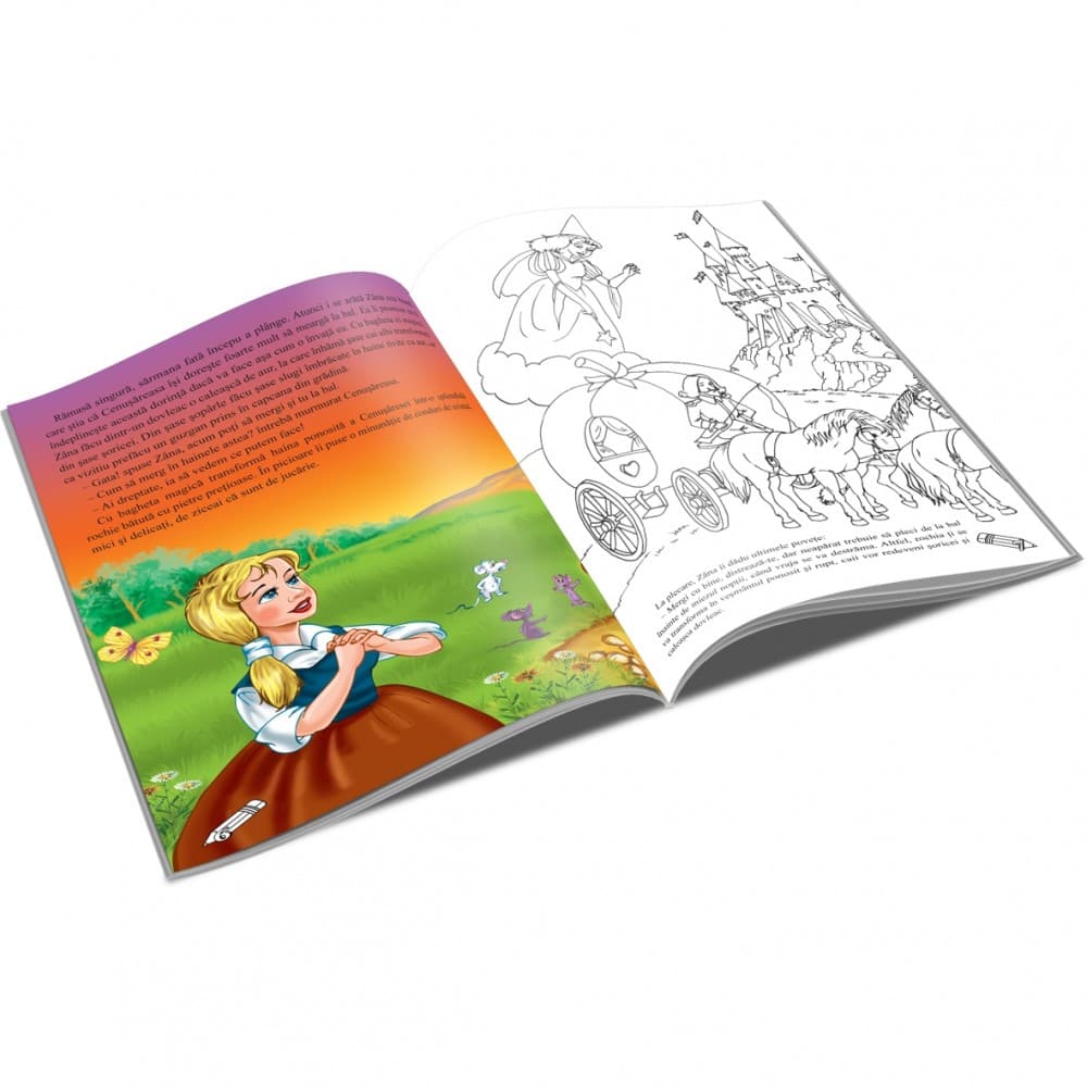 Carte de citit si colorat A5, editura Unicart, Cenusareasa — varianta 2