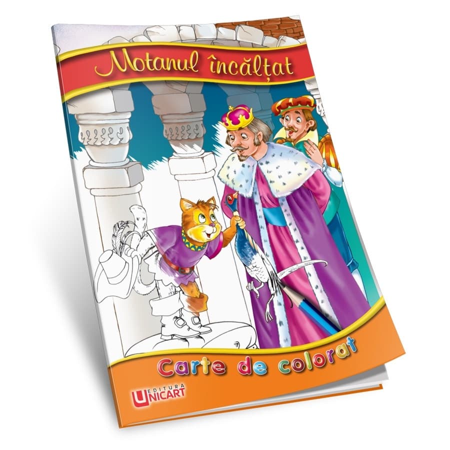 Carte de citit si colorat A5, editura Unicart, Motanul incaltat — principală