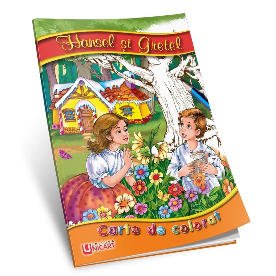 Carte de citit si colorat A5, editura Unicart, Hansel si Gretel — principală