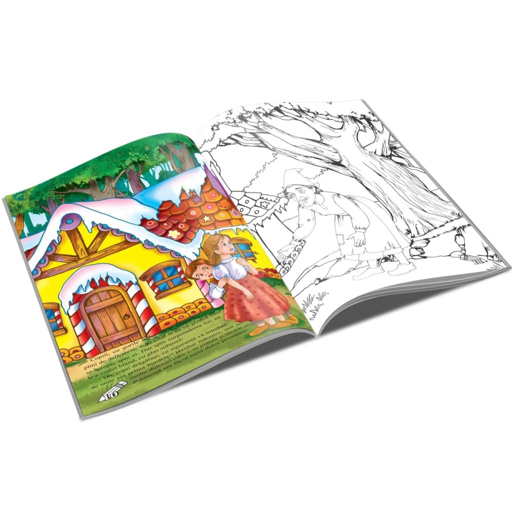 Carte de citit si colorat A5, editura Unicart, Hansel si Gretel — varianta 2