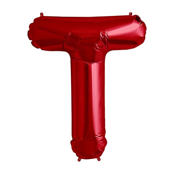 Balon din folie metalizata, 35 cm, rosu, litera T