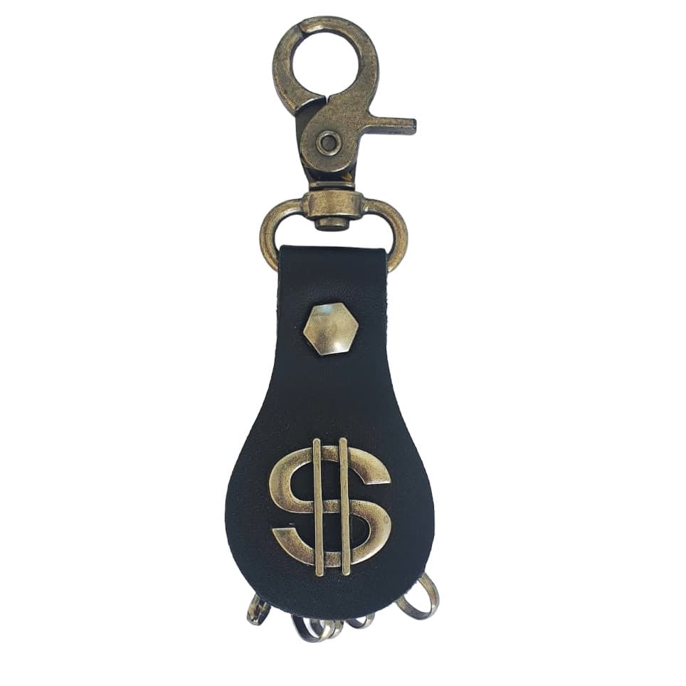 Breloc chei din metal si piele, logo USD, negru — principală