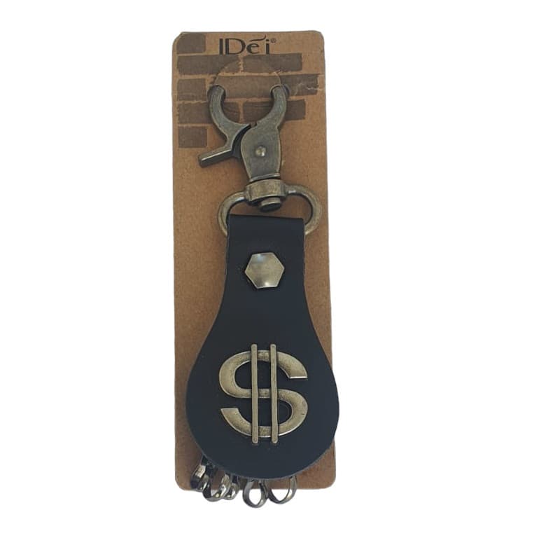 Breloc chei din metal si piele, logo USD, negru — varianta 3
