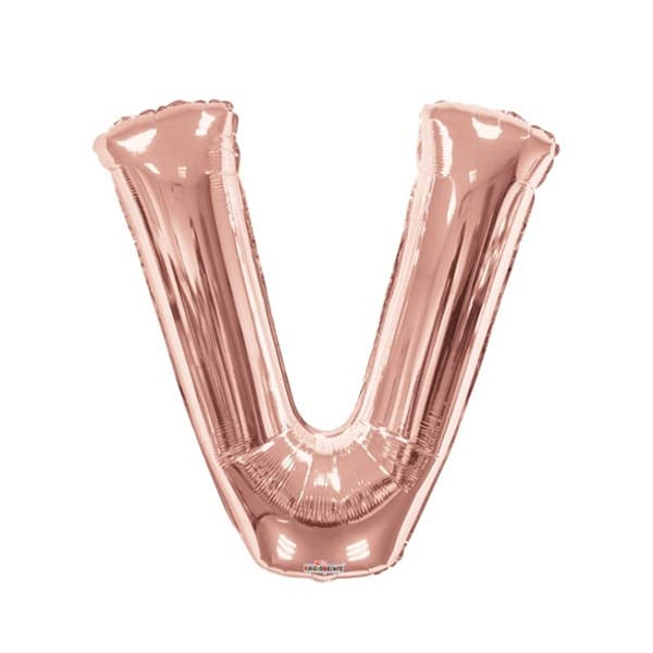 Balon din folie metalizata, 35 cm, rose gold, litera V