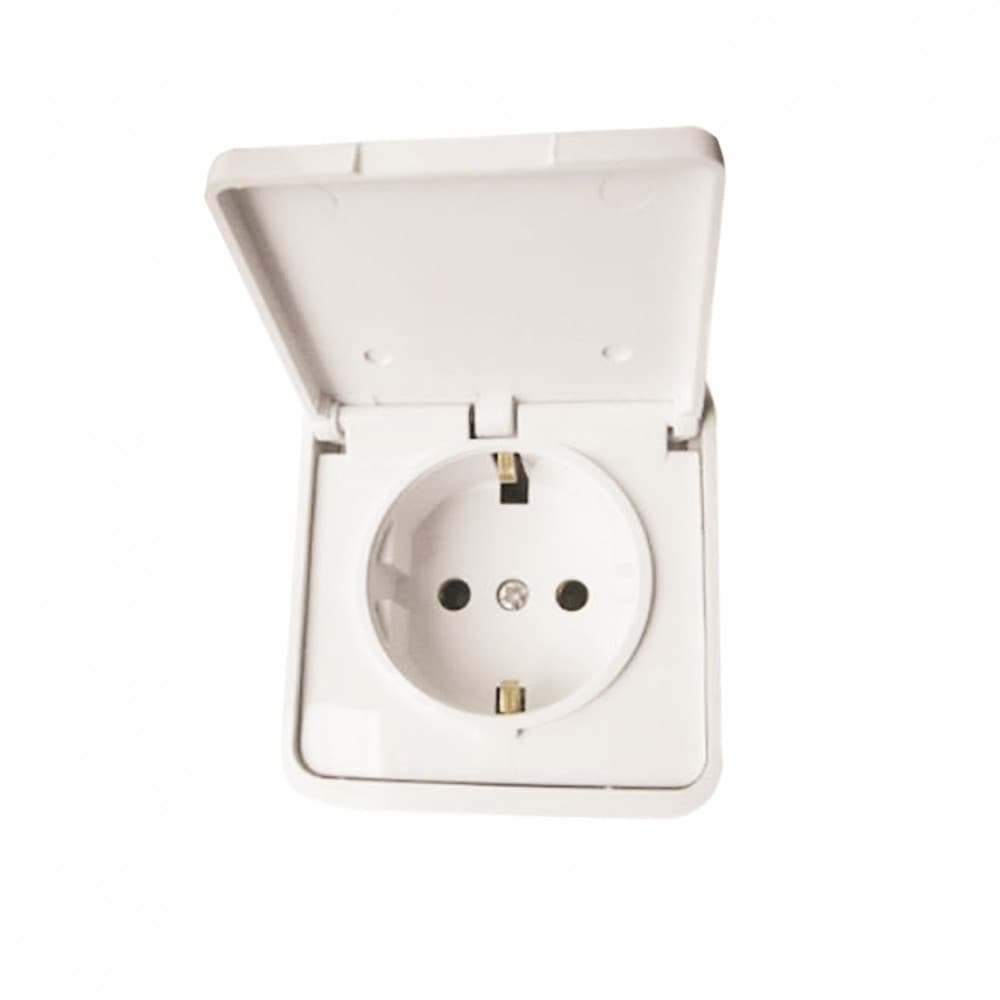 Priza cu capac B-027, 10A, 250V, alba — principală