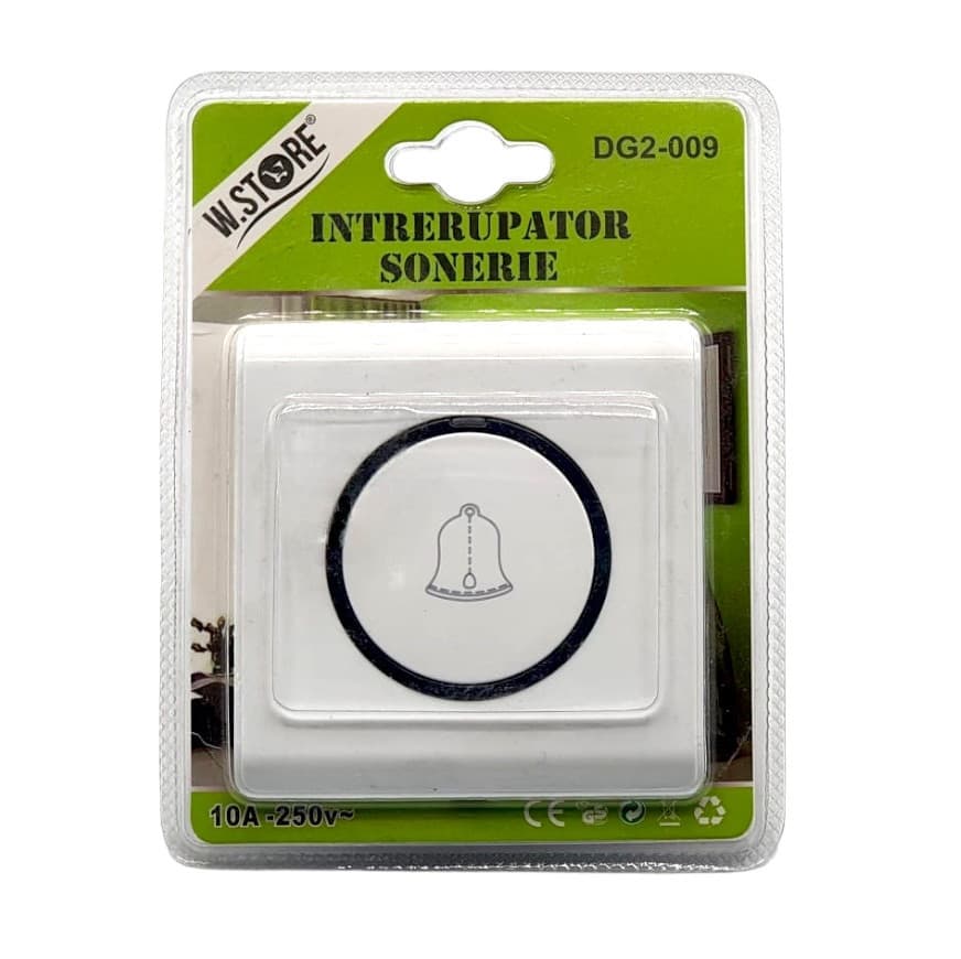 Intrerupator sonerie DG2-009, 10A - 250V, buton rotund — principală
