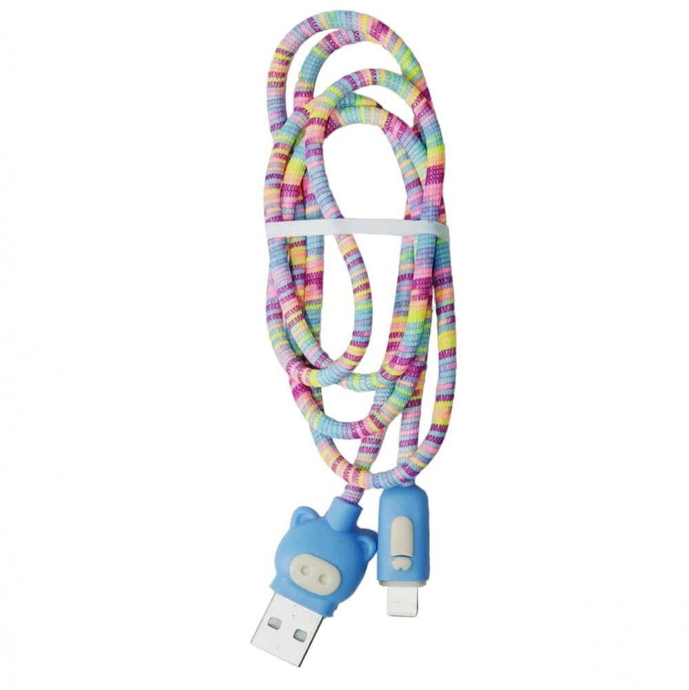 Cablu date si incarcare Lightning (iPhone), 1 metru, 3A, multicolor, capete albastre — principală