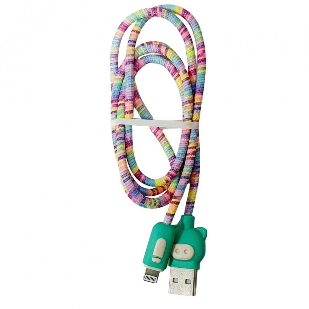 Cablu date si incarcare Lightning (iPhone), 1 metru, 3A, multicolor, capete verzi — principală