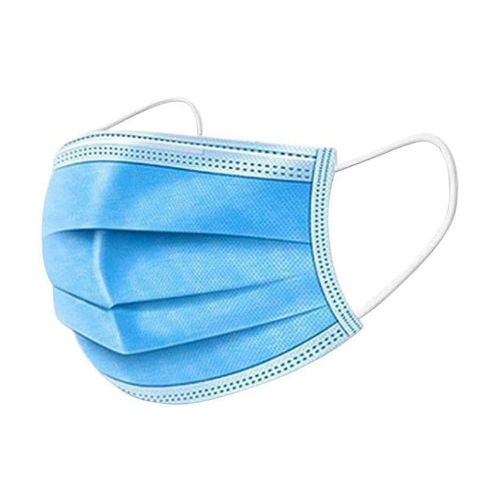 Set 50 masti protectie faciala, 3 pliuri, 3 straturi, de unica folosinta, albastre — principală