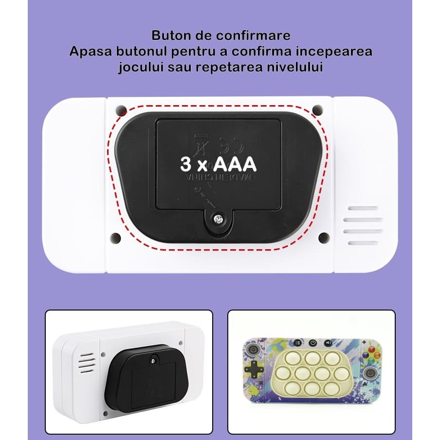 Jucarie interactiva Speed Push, joc de viteza apasare taste tip Pop-It, sunete si lumini, model culori — varianta 4