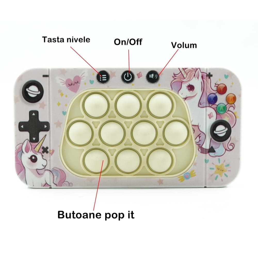 Jucarie interactiva Speed Push, joc de viteza apasare taste tip Pop-It, sunete si lumini, model unicorn — varianta 4