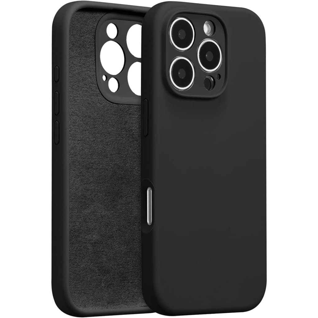 Husa Apple iPhone 16 Pro Max, Luxury Silicone, catifea in interior, protectie camere, neagra