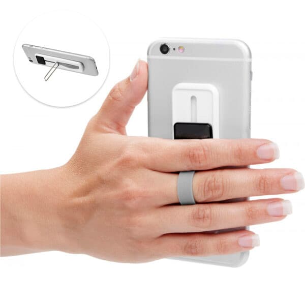 Suport universal pentru telefon, functie stand, alb/negru — principală